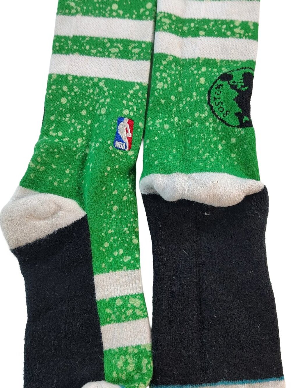Men's Pair Of Green, White & Black Officially Licensed NBA Boston Celtic Socks